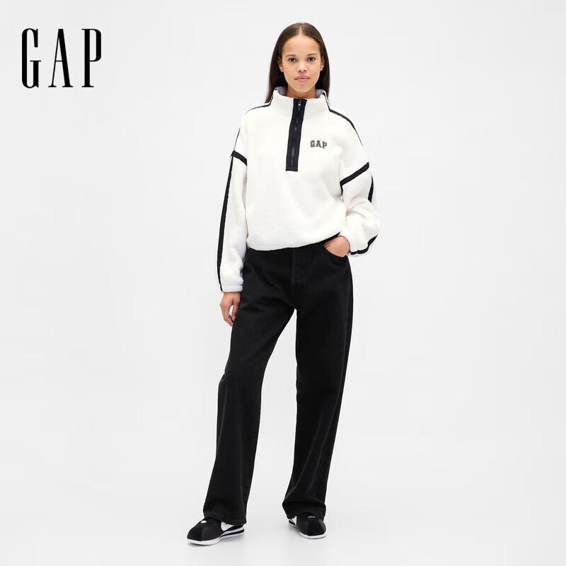 

Женский свитшот Gap 2025 Зима из искусственной овчины на молнии до середины M