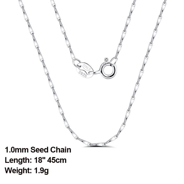 Italian 925 Sterling Silver Neck Chain Rose Gold Color 1.0mm Cable Chain Necklace Silver O-chain Cross Chain