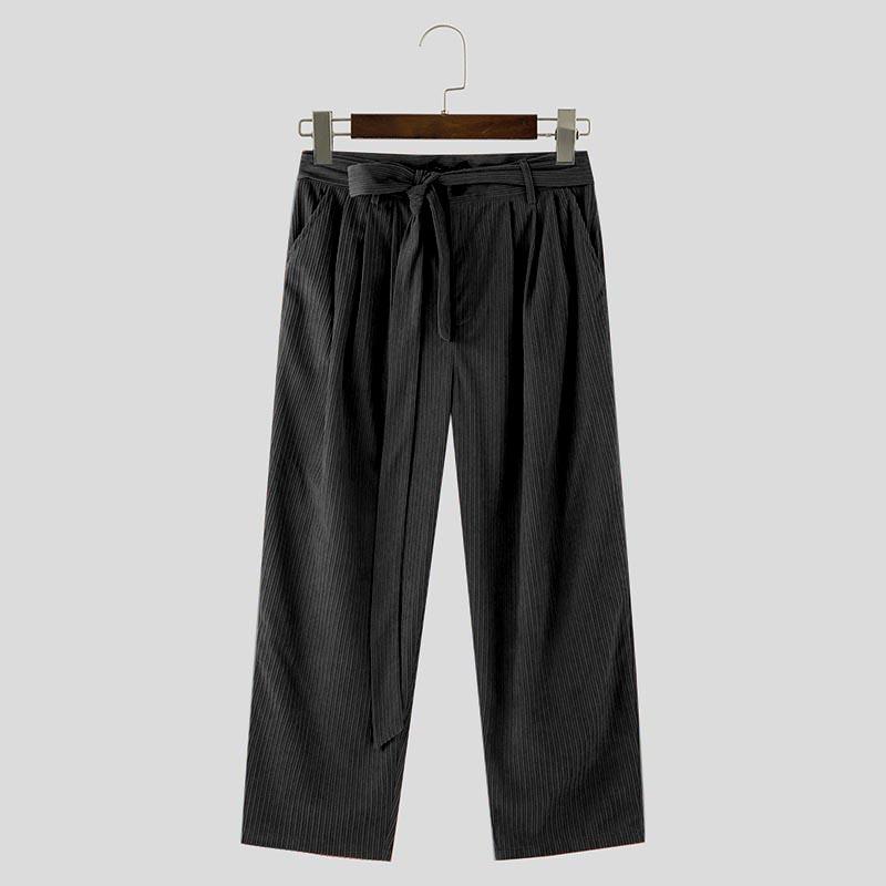 

INCERUN Мужские Поясные Молнии Высокая Талия Вельветовые Длинные Брюки Повседневные Шаровары S чёрный