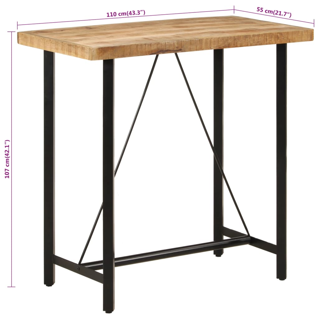 Vidaxl Bar Table, 110X55X107 Cm, Solid Mango Wood And Iron