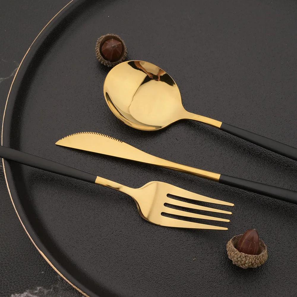 12Pcs Mirror White Gold Cutlery Set Stainless Steel Tableware Knife Fork Coffee Spoon Dinnerware Set Kitchen Flatware Silverware