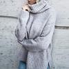 Womens Fashion Solid Long Sleeve Sweater Loose Turtleneck  knitting Sweater