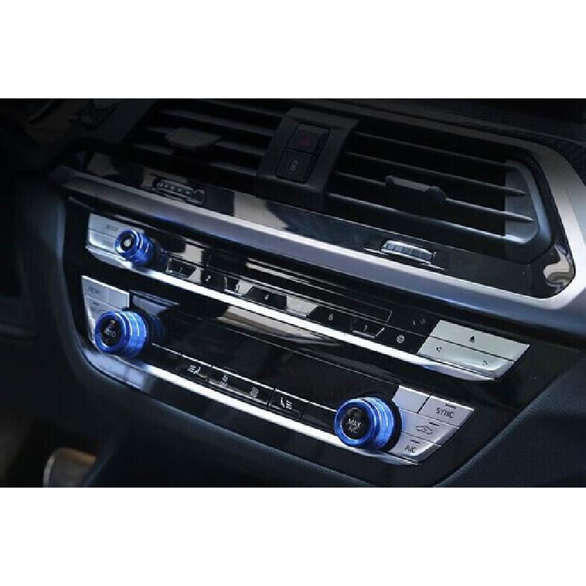 Fit For BMW 7 Series 2016-2019 Blue Aluminum Middle Console Ac Knob Cover Trim
