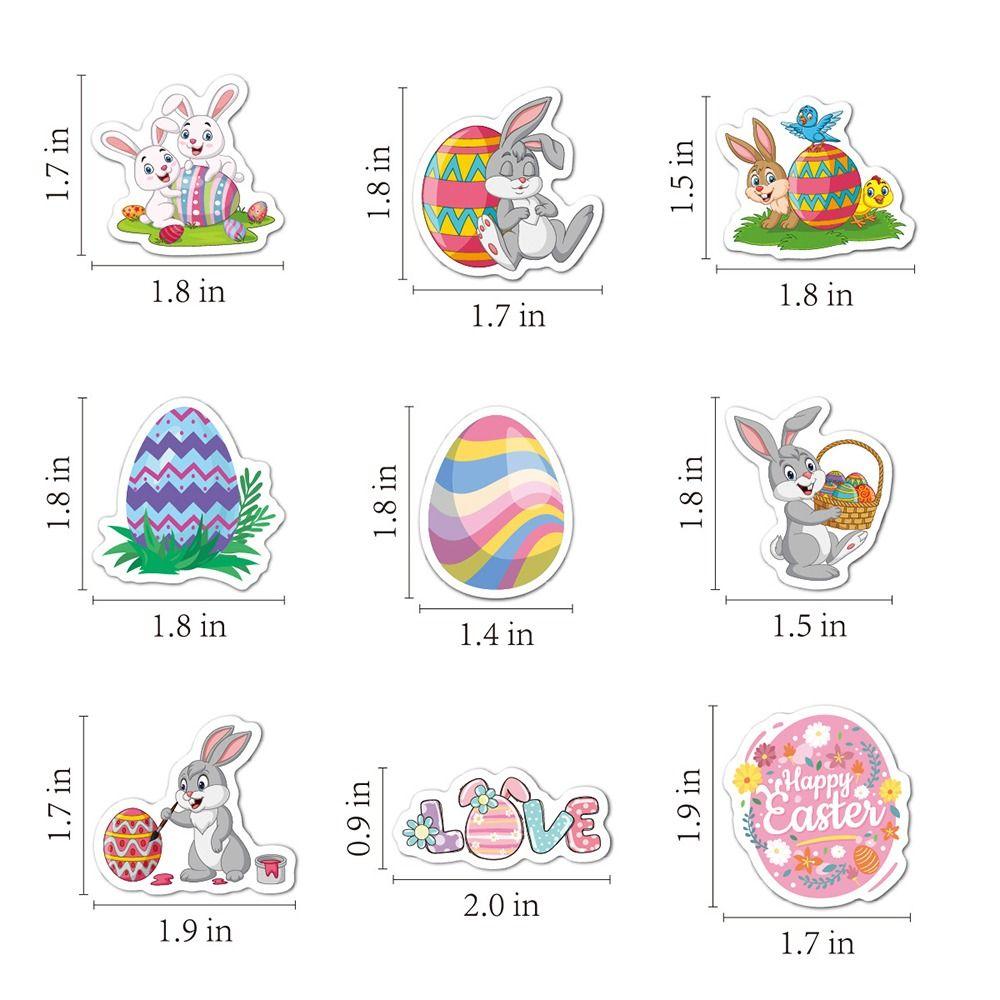 50/100PCS Multicolor Cartoon Rabbit Stickers Vinyl Holographic Glisten Easter Egg Decals Waterproof Self-adhesive