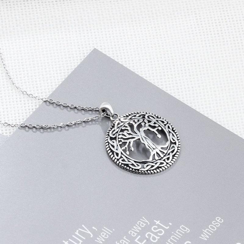 Vintage Tree of Life Pendant Necklace Viking Celtic Knot Necklace For Women Party Wedding Jewelry