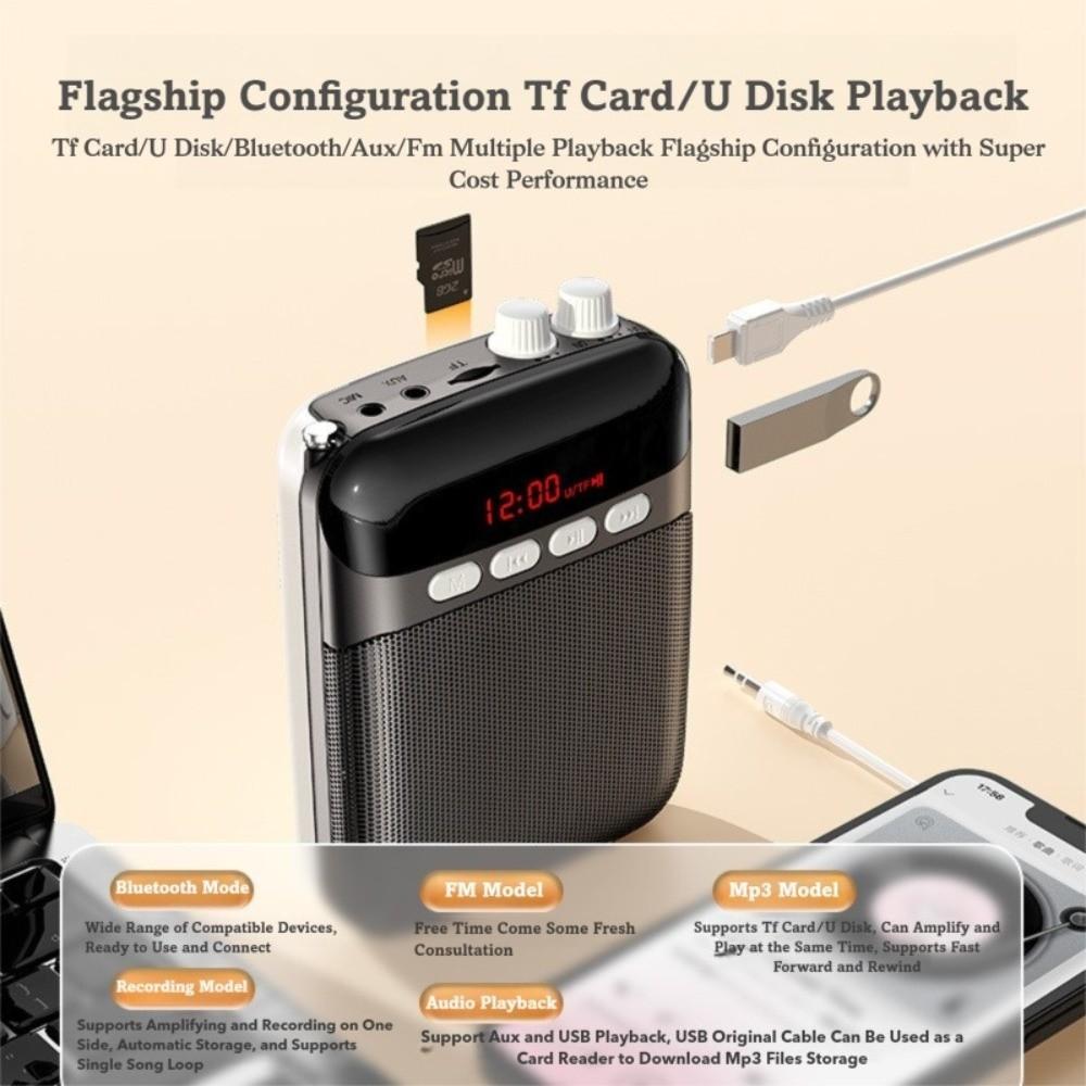 Rechargeable Wireless Microphone Portable Amplifier Loudspeaker  Teaching Environment