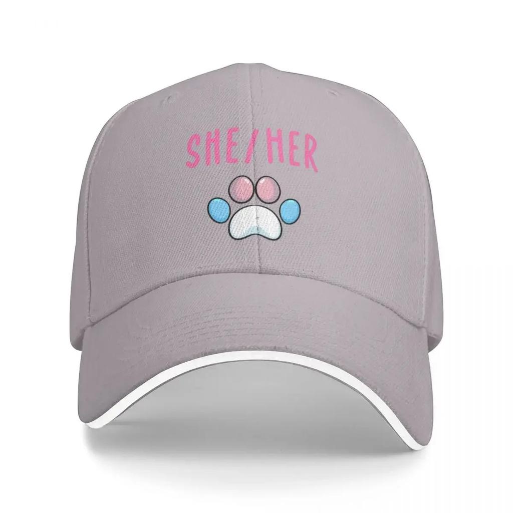 SheHer Pronouns Trans Pawprint Baseball Cap Horse Hat Brand Unisex Cap Winter Hats For Unisex Fishing Caps Unisex Unisexs Caps WoUnisexs