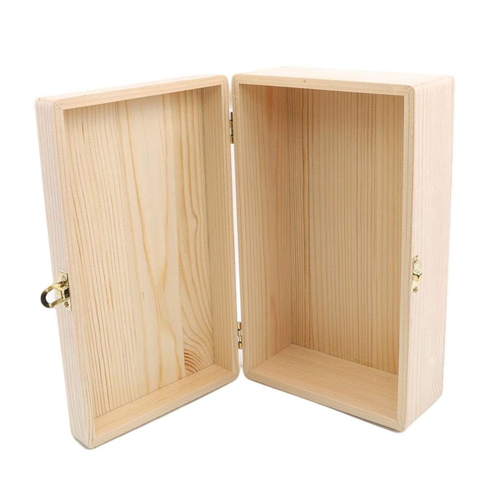 Home Storage Box Natural Wooden with Lid Golden Lock Postcard Organizer Handmade Craft Jewelry Case Wooden Box Casket