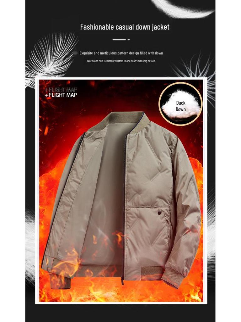 Leichte Herren-Pufferjacke mit Entendaunen - Stilvoller Herbst/Winter Stehkragen, Kurz und Warm