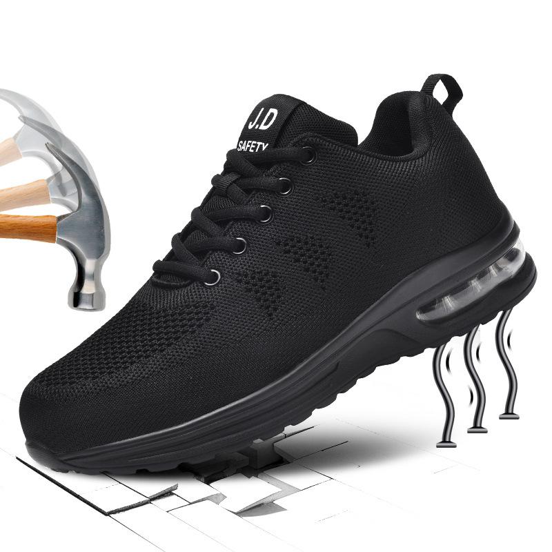 

Модная рабочая обувь с воздушной подушкой, мужские кроссовки со стальным подноском, дышащие рабочие кроссовки, женские защитные нескользящие кроссовки 36 чёрный