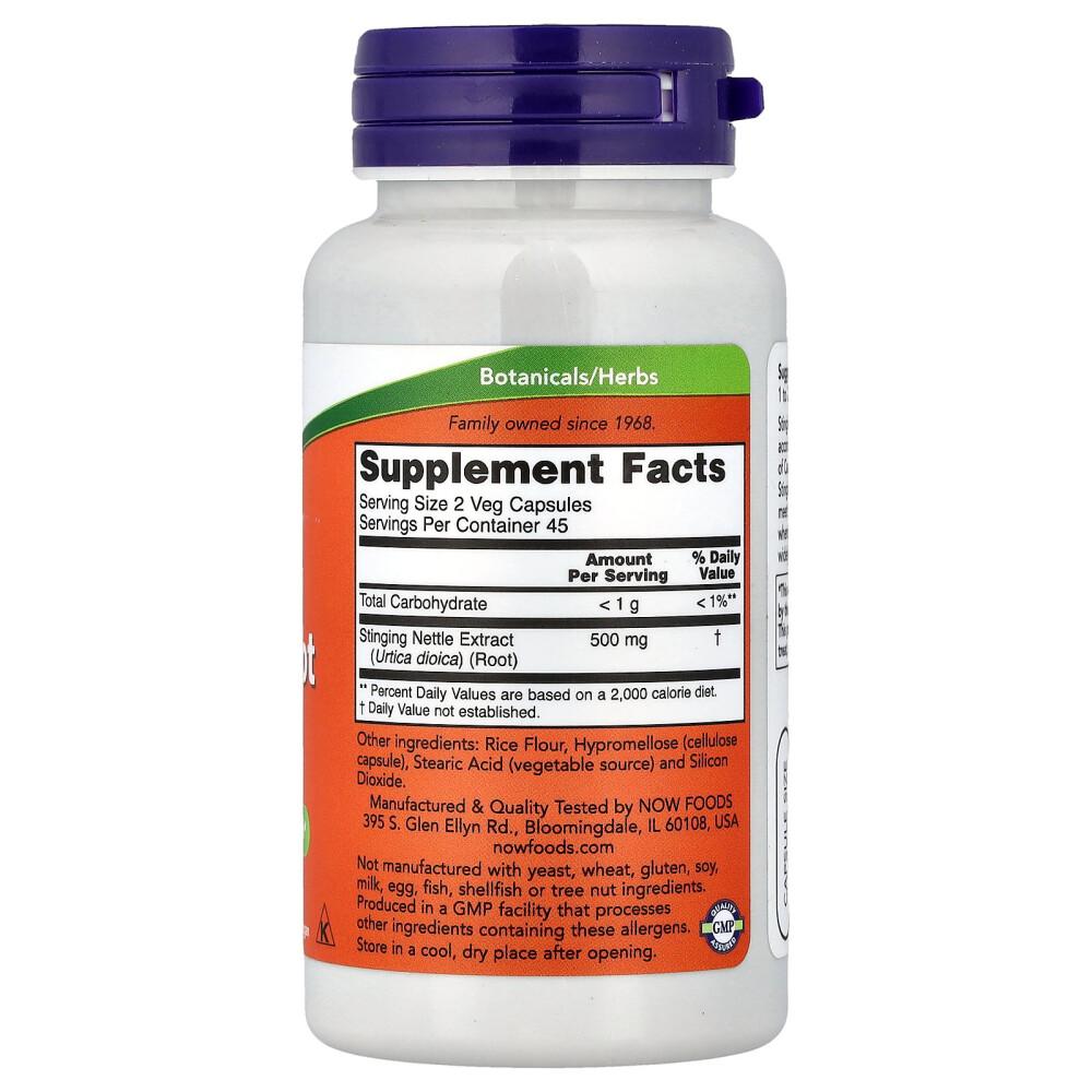 NOW Foods Nettle Root Extract 250mg Veg Capsules, 90 Count