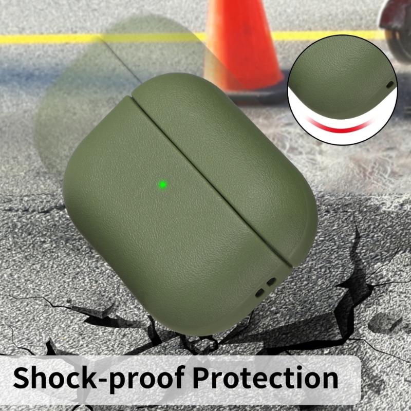 TPU Leather Texture Soft Case for 2 Earphone with Lanyard Flexible and Protective Cover