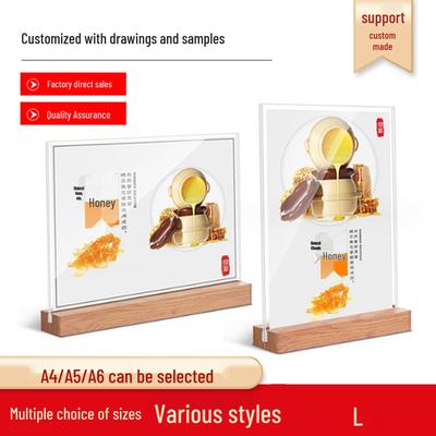 Acrylic & Wood Table Card Holder Set: A4, A5, A6 Menu & Price Display