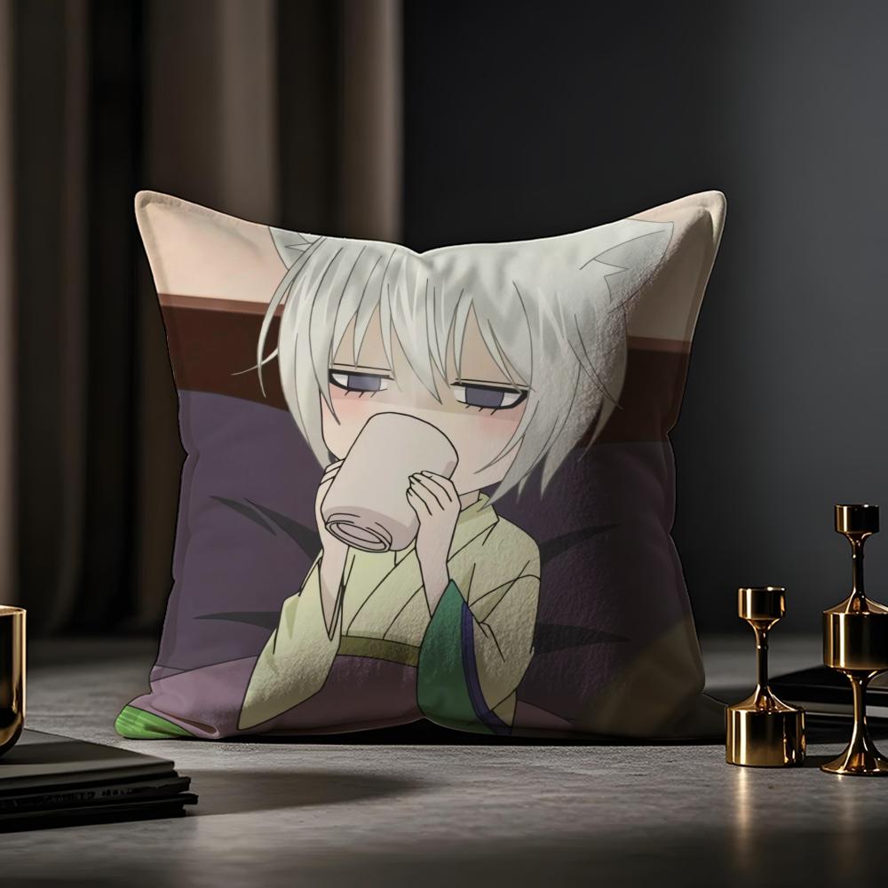 K-Kamisama Hajimemashita Cushion Cover Anti-dustmite Pillowcase Invisible Zipper Silky Short Plush Sofa Cushion Cover