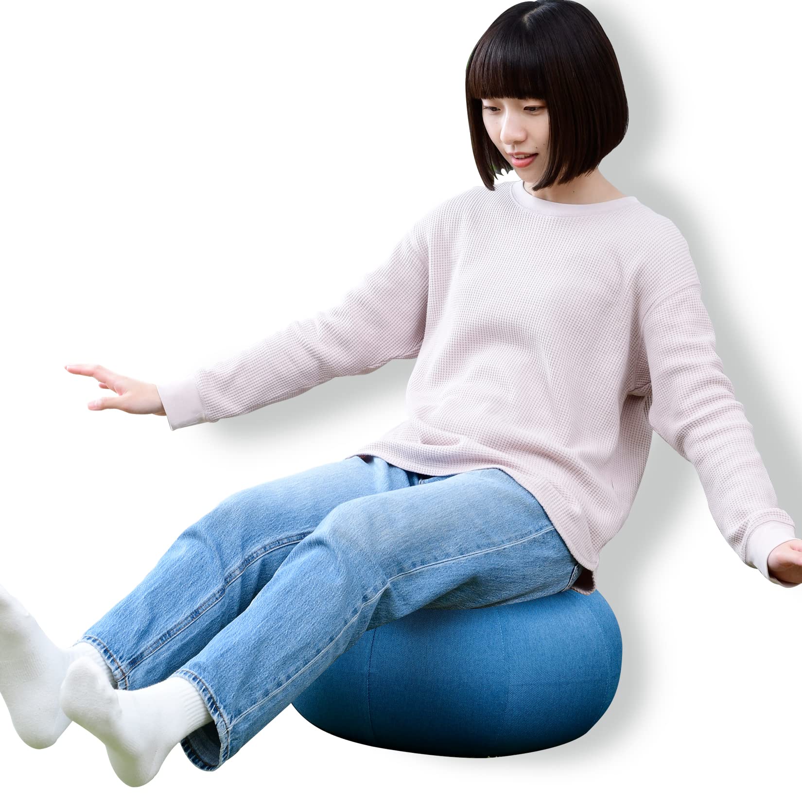 

YAMAZEN Balance Ball Cushion 45cm Diameter x 25cm Includes Air Cover Blends in with Your Lightweight Core Training (Low Type), Stool, Fixed, Height,