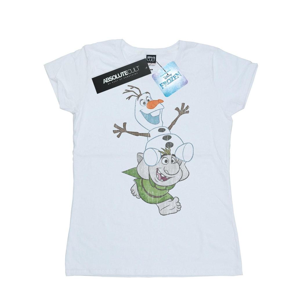 Disney Womens/Ladies Frozen Olaf And Troll Cotton T-Shirt