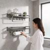 Bathroom Wall Mount Aluminum Storage Shelf With Removable Design For Toilet And Vanity Use