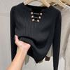 Women Sweaters Pullovers 2025 Autumn Winter Long Sleeve O-Neck Black Knitted Sweater Women Tops Pullover JJ98
