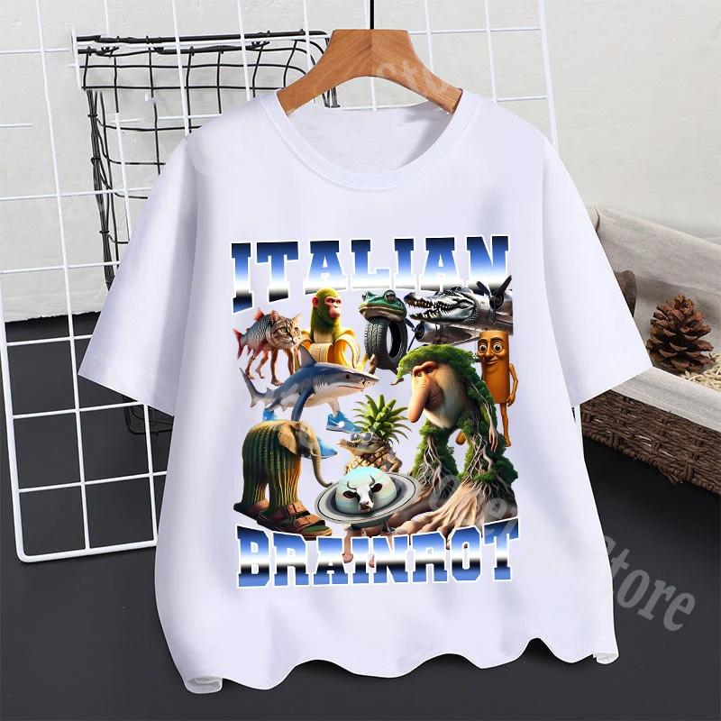 2025 Tralalero Tralala T-shirt Boys Summer Tungtung Sahur Brainrot Short Sleeve Children Anime Figures Tees Tops Kids Clothes Gift