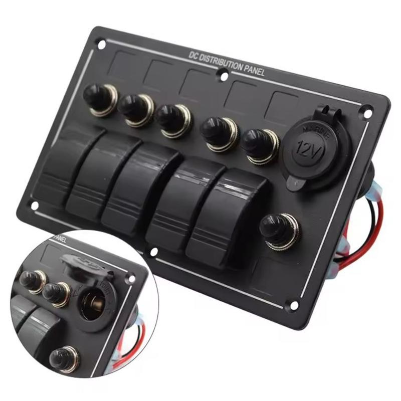 Waterproof 8 Position Push Button Panel Two USB Outlets For Marine Automotive Use 12V 24V System