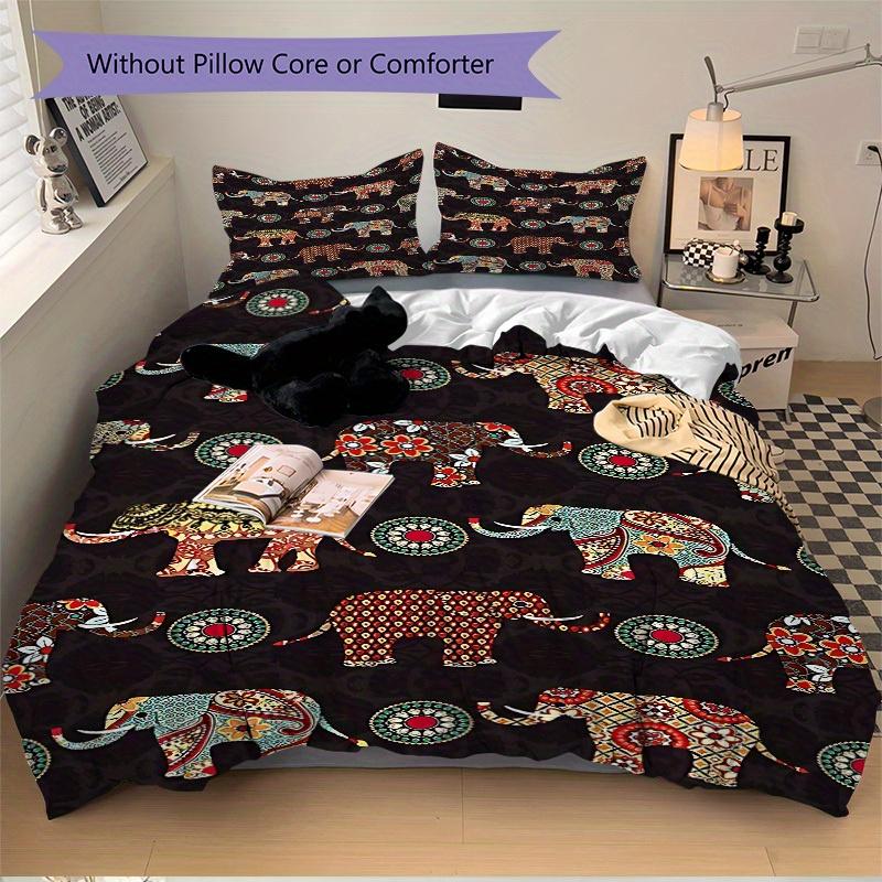 3pcs Elephant Mandala Soft Comfortable Bedding set, For Bedroom, Guest Room And Dorm, All - Season Use, High-Definition Printing109