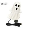 Portable Decorative Figurine Cute Ghost Night Light with Spring Base, USB Powered Mini Spooky Halloween Dynamic Ornament Tree Topper LED for
