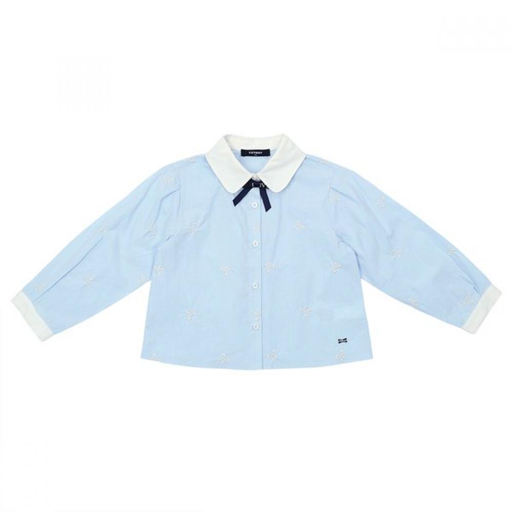 

Tiffany Embroidered Blouse With Blue Ribbon T51kab010 Blue/120
