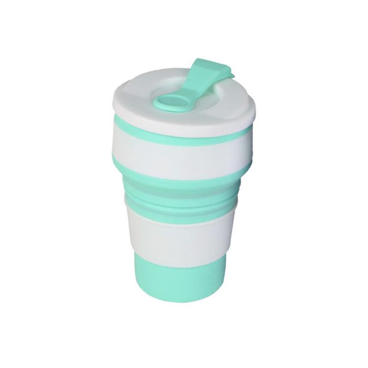 

Портативный силиконовый складной стакан для путешествий, спорта или кофе 350ml (OPP Bag) зелёный