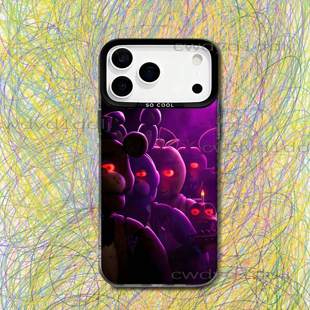 Fnaf Five-nights-At-Freddys Phone Case For iPhone 17,16,15,14,13,12,X,8,Pro,Max,Plus,SE4,Air,Mini HD Black IMD Matte