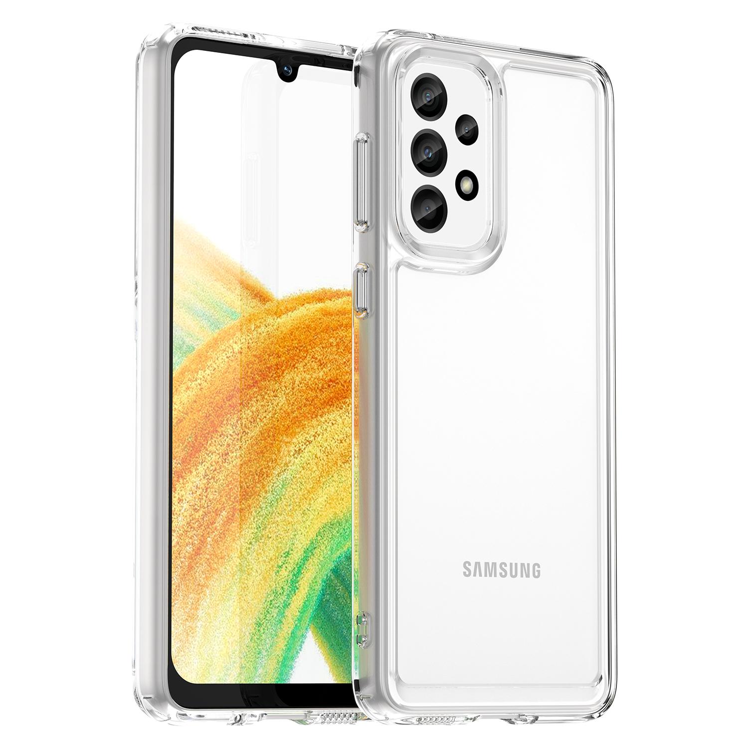 

Phone Cover for Samsung Galaxy A33 5G Clear Case with Electroplating Buttons (Big Rear Lens Hole) A