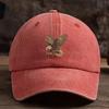 Embroidery Eagle Pattern Baseball Hat, Adjustable Back Buckle Retro Distressed Style Baseball Cap, Washed Cotton Fabric Outdoor Sunshade Cap