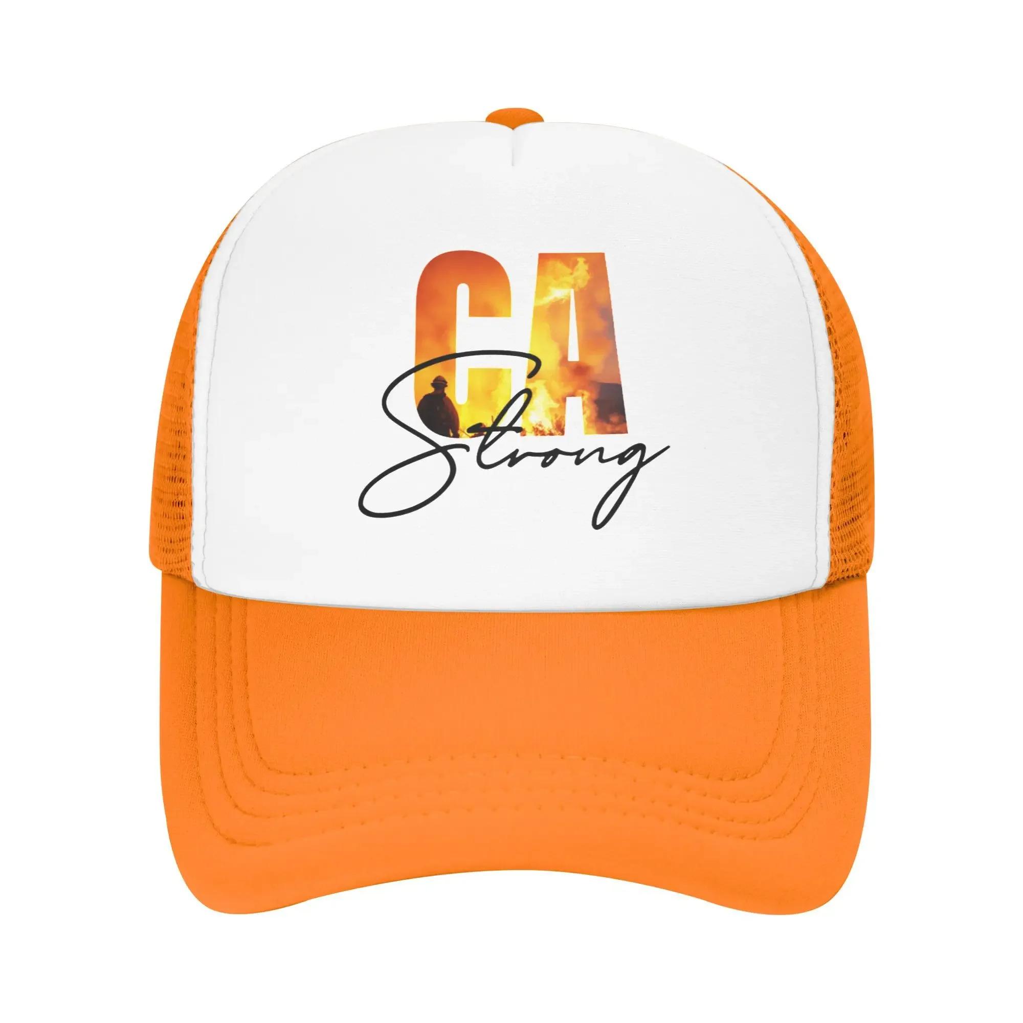 

California Firefighter Strong Pool Party Mesh Baseball Caps For Womens Personalized Unisex Beach Bucket Hat Hip Hop Trucker Cap One Size