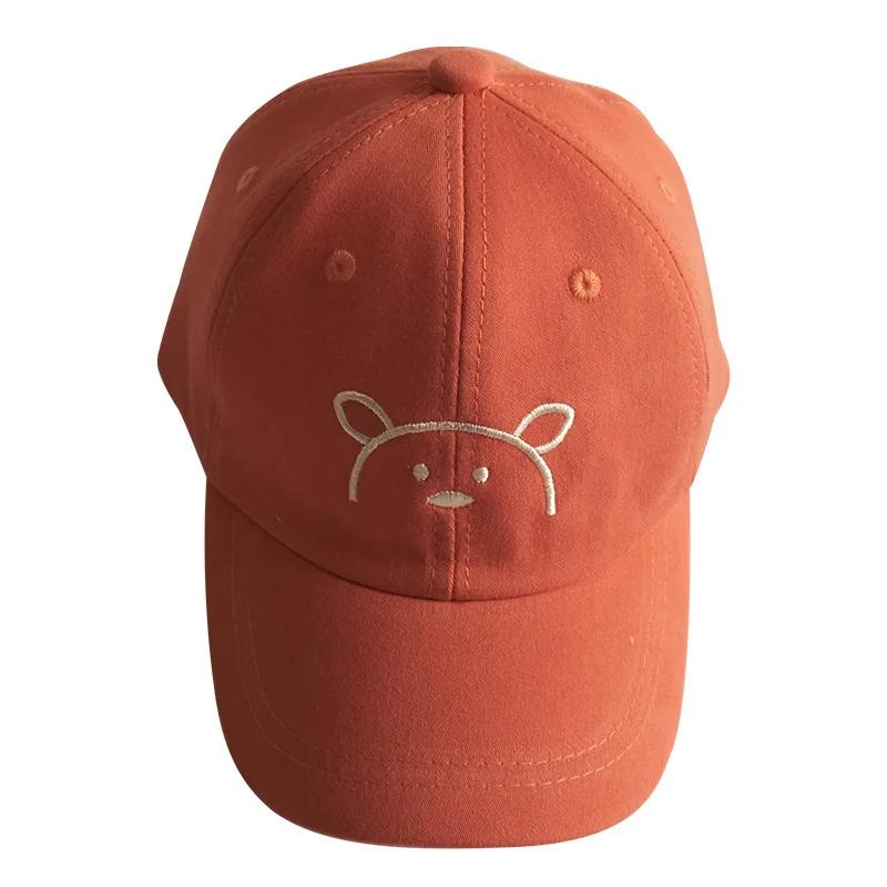 1Pc Children Solid Color Baseball Cap Baby Sun Hats Kids Cotton Breathable Hat Boys Girls Adjustable Caps Cute Bear Embroidered