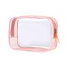 Transparent cosmetic bag travel toiletry organizer pink