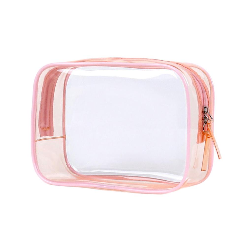 Transparent cosmetic bag travel toiletry organizer pink