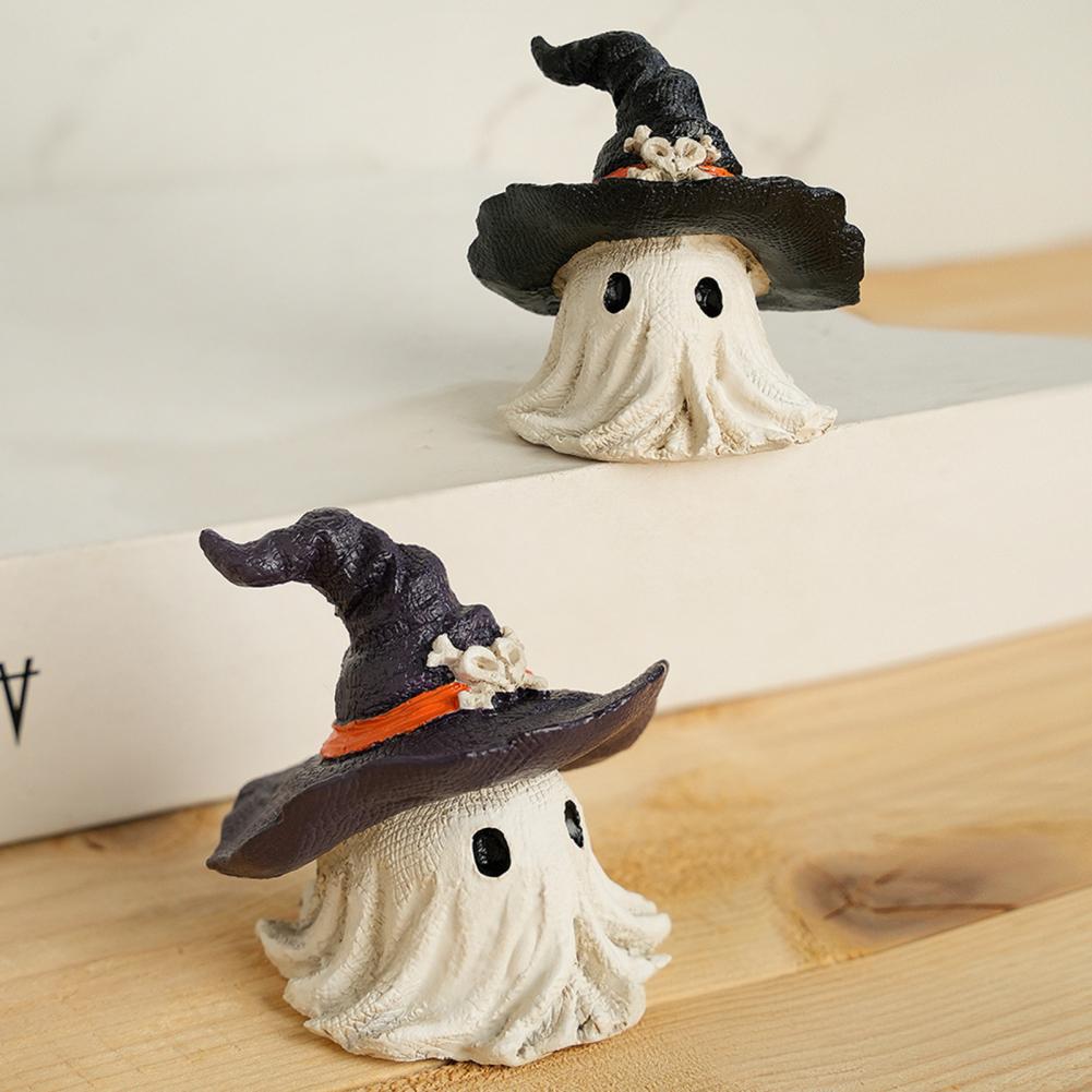 Haunted House Ghost Ornament Fun Ghost Desktop Decor Spooky Halloween Ghost Witch Statue for Indoor Halloween Decor