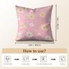 Romantic Daisy Print Spring Cushion Cover Natural Linen Organic Fabric Double-Sided Printing Sofa Home Decor Gift Pillow Case