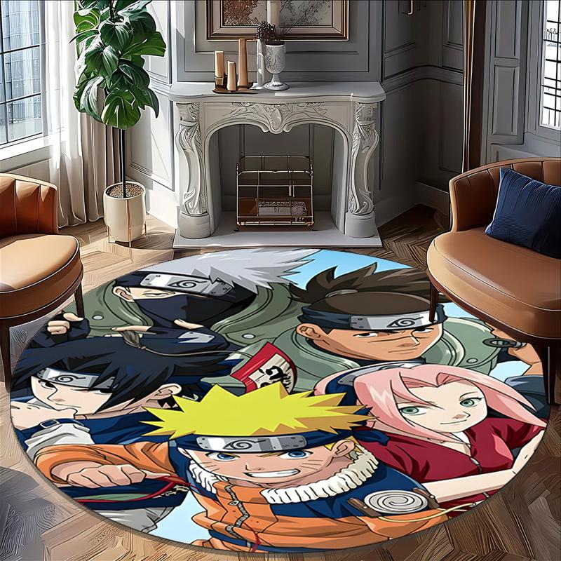 1 Stück NARUTO (3) Runder Teppich mit Aufdruck Stuhl Runder Teppich Geeignet für Schlafzimmer Wohnzimmer Heimdekoration Teppich