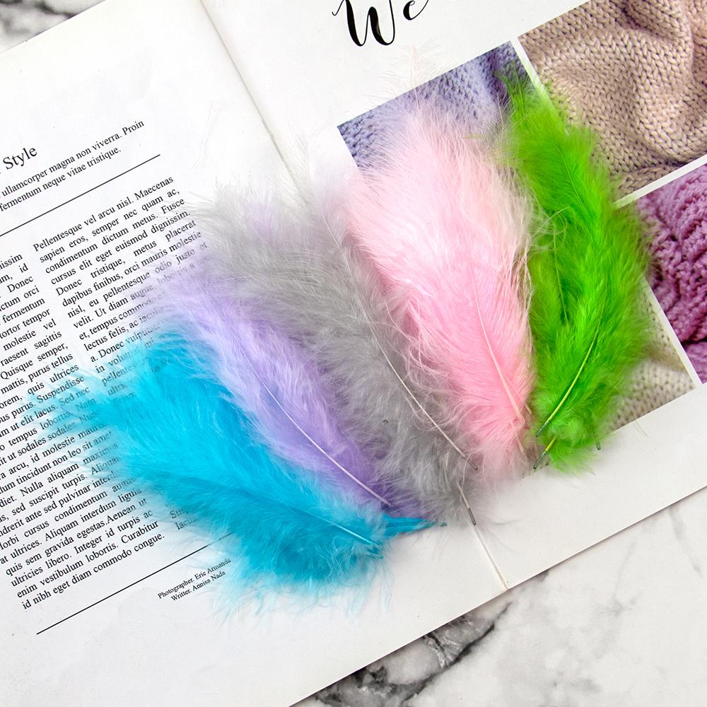 50 PCS Turkey Marabou Feathers 10-15CM Fluffy Decorative Feather for DIY Wedding Dress Jewelry Decoration Accessories Plumes