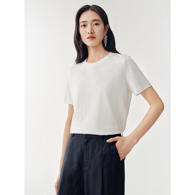 JUZUI Dandelion Embroidered Beaded H-line T-shirt