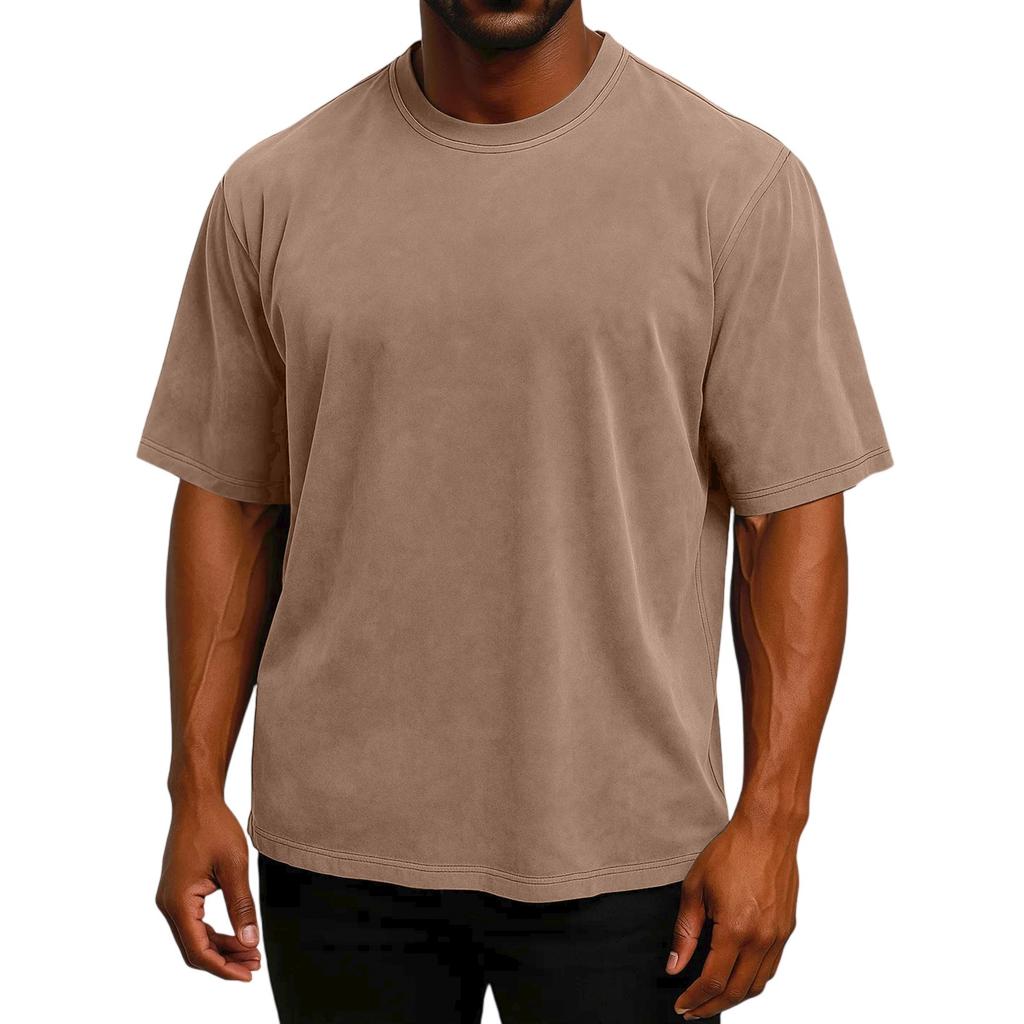 Men's Short Sleeved Retro Cotton T-shirt Loose Half Sleeve