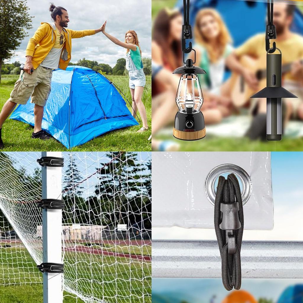 25pk 25cm Elastic Straps W/ Hooks - Bungee Cords for Tarps, Tents & Camping