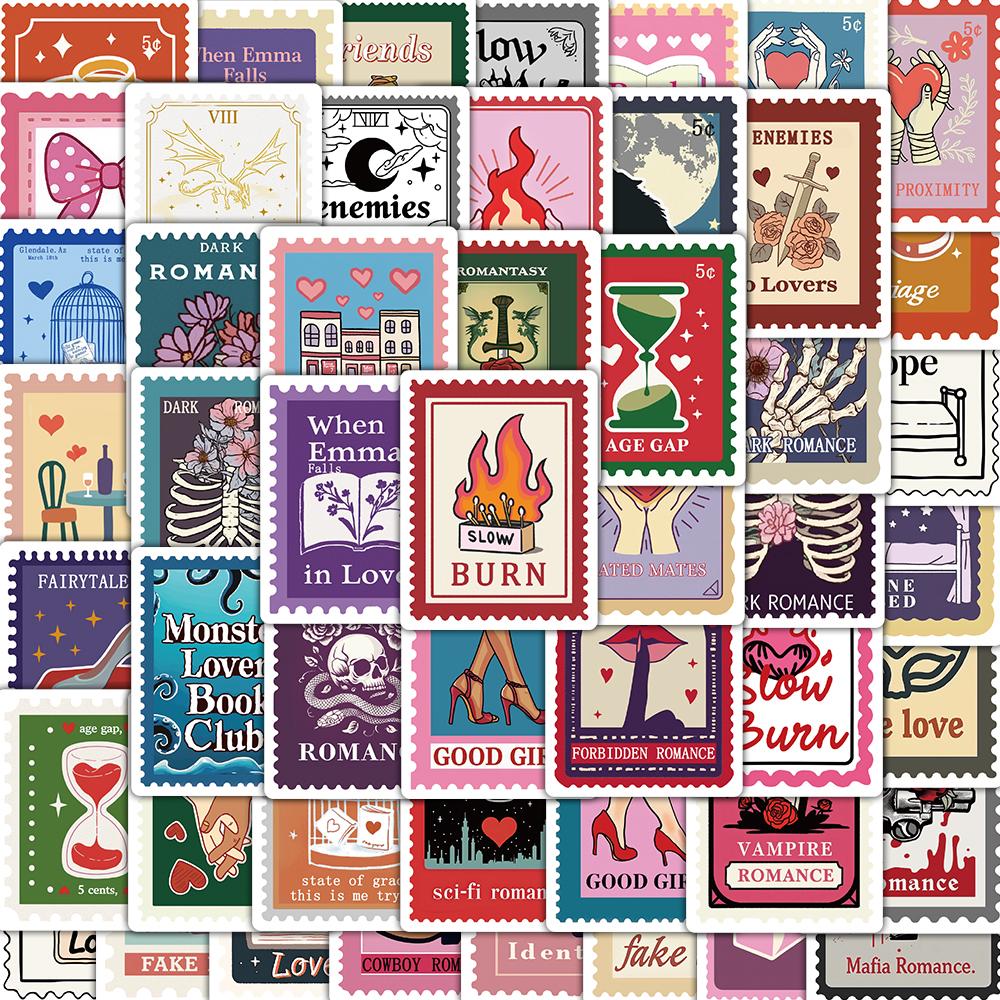 

50PCS Book Trope Stamp Stickers Nostalgia Reading Graffiti PVC Card Phone Laptop Scrapbooking Waterproof Aesthetic Sticker