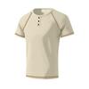 Mens Casual Summer Waffle Raglan Short Sleeve Henley T Shirt