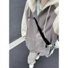 Women's Oversized Retro Color Block Patchwork Hooded Sweatshirt Jacket for Autumn