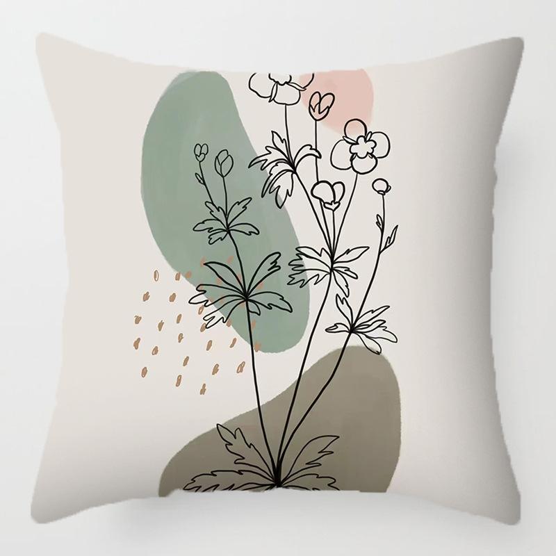 Morandi Abstract Artistic Patterns Throw Pillow Cover with Short Plush Print for Living Room Sofa Decoration Cushion Cover