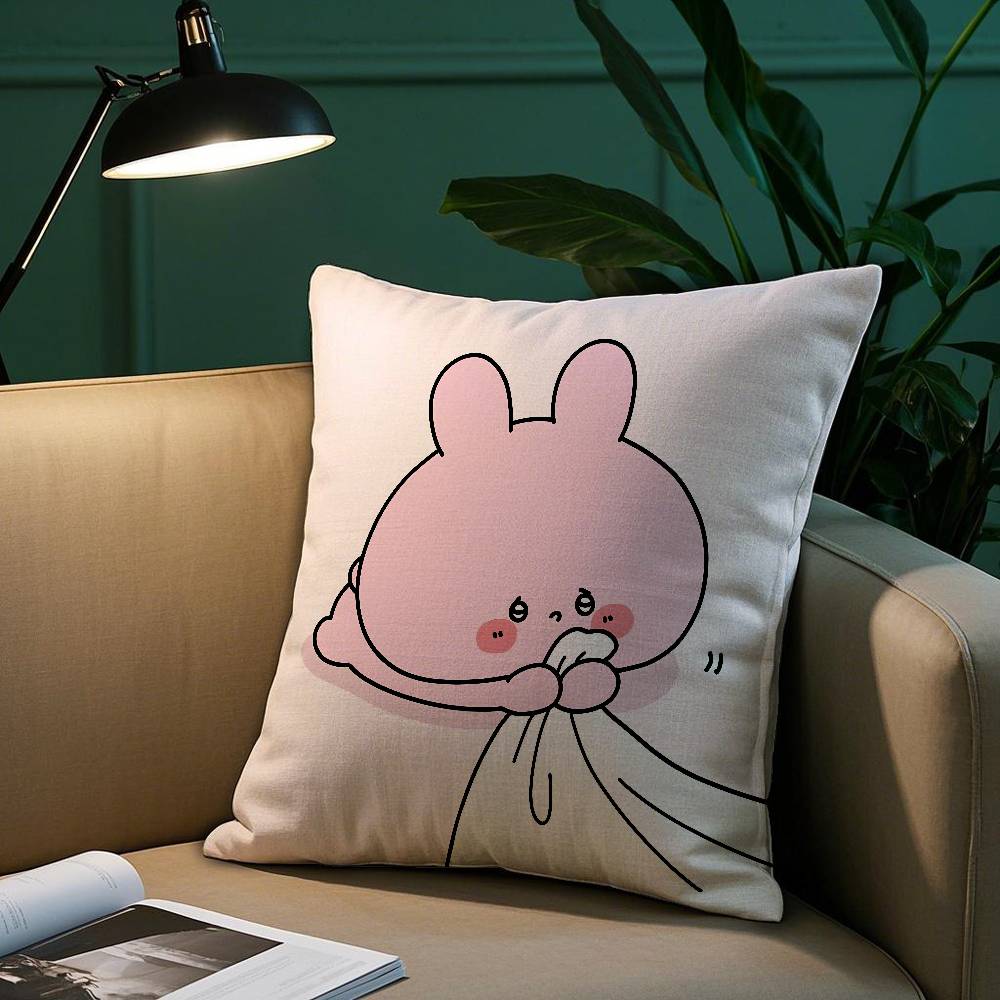 Asamimichaan Śpiąca Urocza Poszewka na Poduszkę Asamimi Przytulna Pluszowa Poszewka z Nadrukiem Dwustronnym – Prezent do Domu do Dekoracji Sypialni