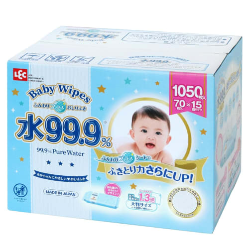 99.9% Water, Funwari Plus Baby Wipes, 70 Wipes (10-Pack, 700 Wipes Per Pack), Additive-Free, Made In Japan, Moisturizing Hyaluronic Acid