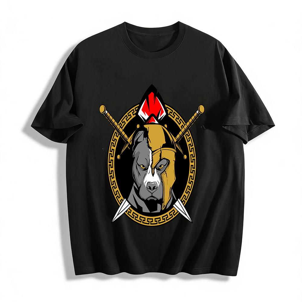 

Spartan War Dog Vintage Print Trendy Cool Short Sleeve T-Shirt Pure cotton T-shirt XXS