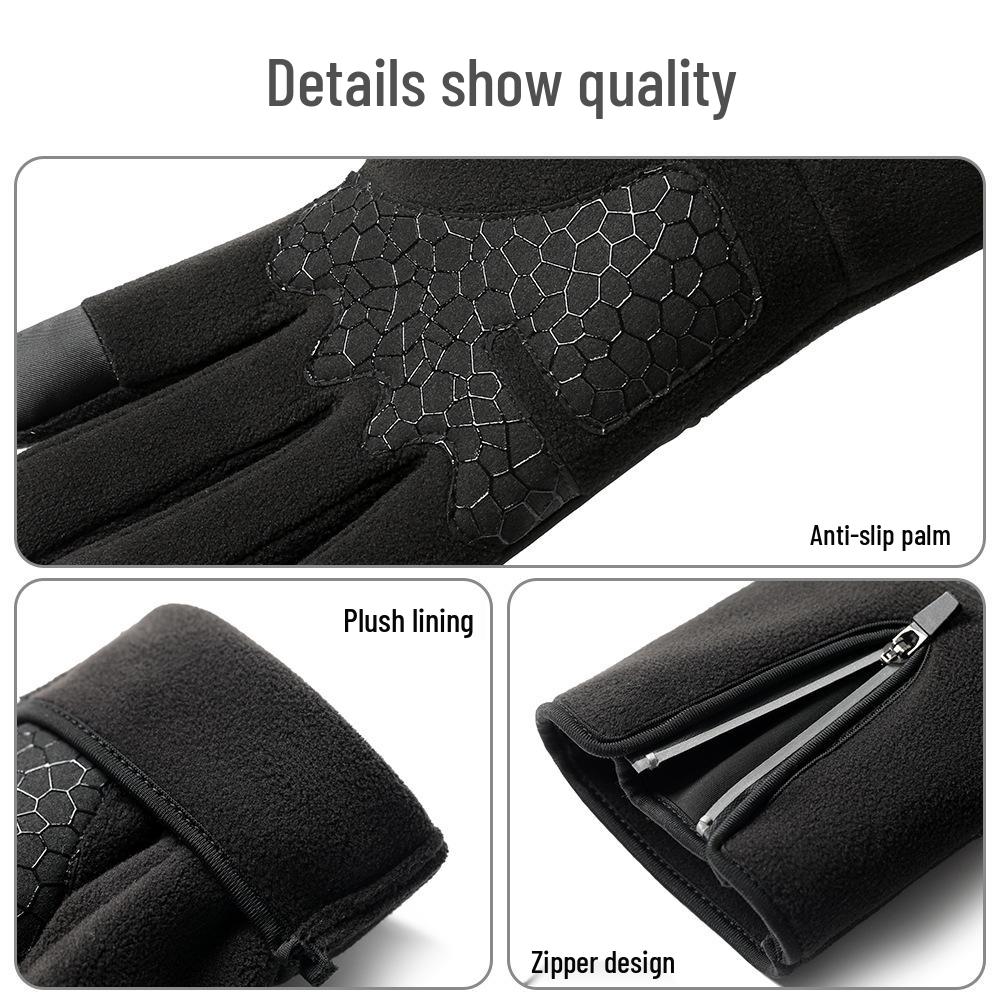 Unisex winddichte Touchscreen-Fahrradhandschuhe - Mit Fleece gefüttert, rutschfest, warm für Herbst- & Winter-Outdoor-Sportarten